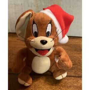 Tom & Jerry Mouse Christmas Ornament Vtg Plush Stuffed Animal Mini Toy Santa Hat